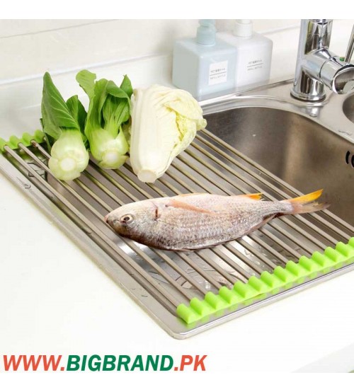 Folding Stainless Steel Drainer Tray Sink Dish Drying Rack